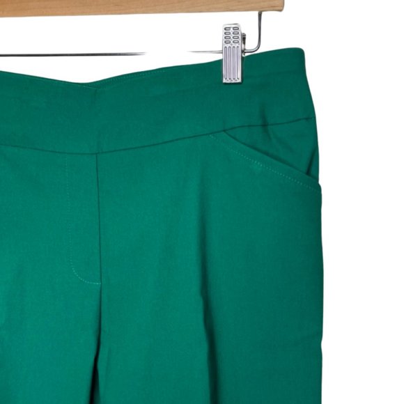 WORTHINGTON | Holiday Button Detail Green Pull On Skinny Ankle Pants | Size M - Picture 2 of 10